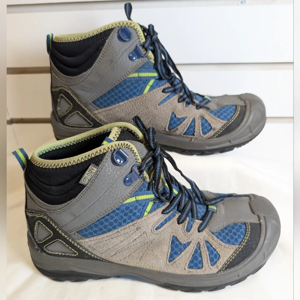 Merrell Capra Mid Waterproof Gray Blue Leather Boys Hiking Boot Size 4M NWOT